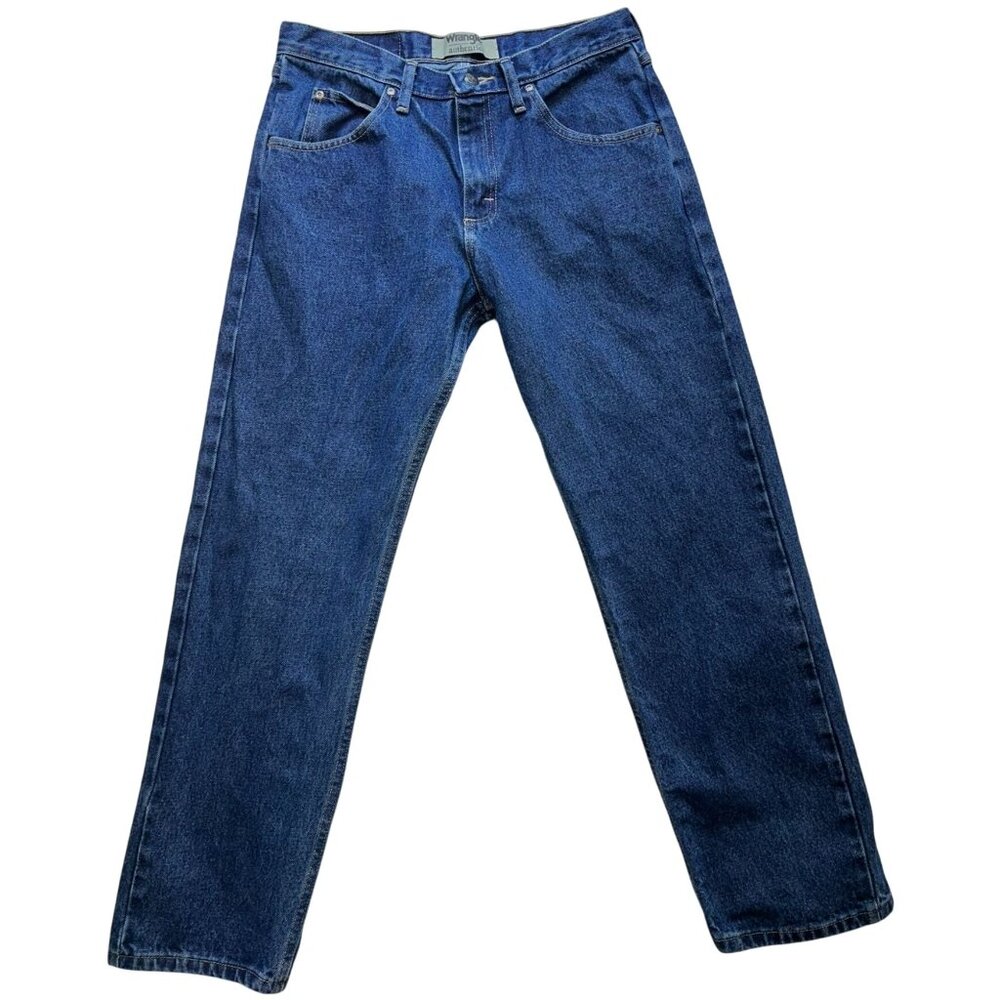 Wrangler Men's Authentics Straight Jeans Stretch Denim Size 31x30 Blue Mid Wash